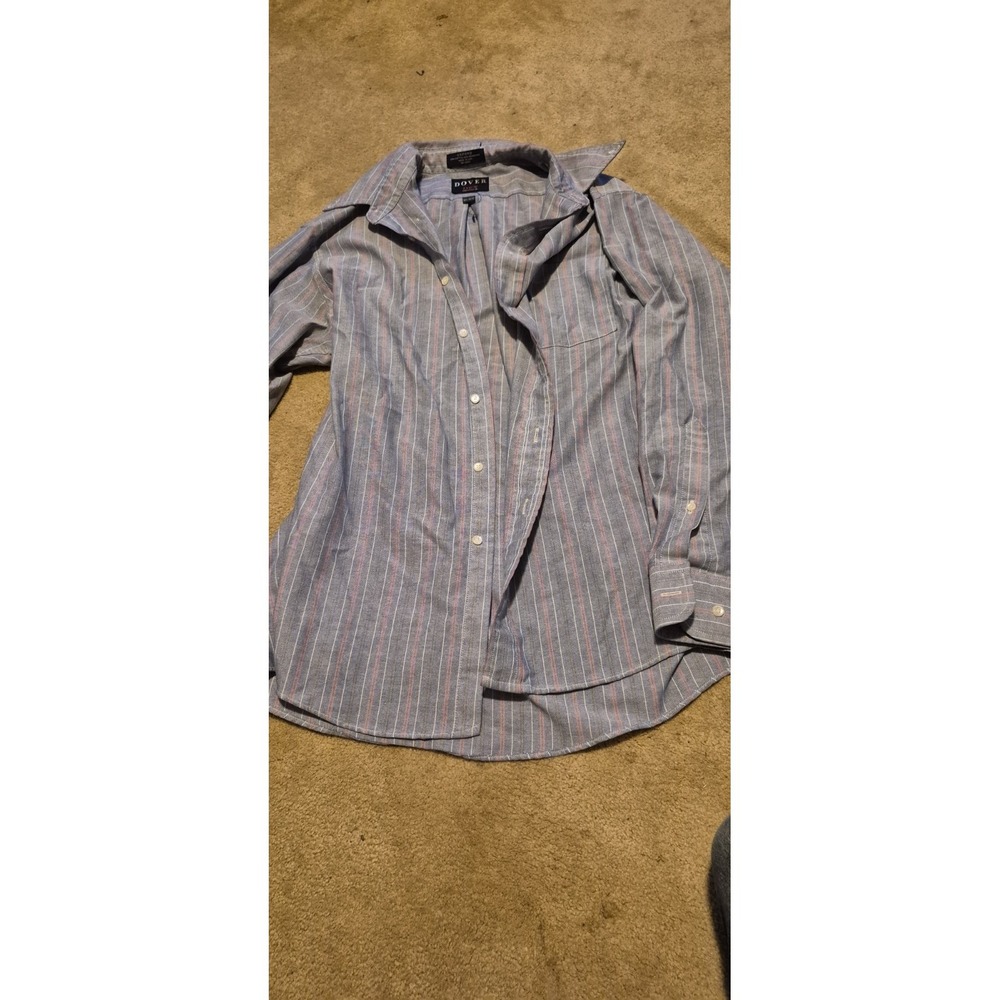 Arrow Dover Oxford Dress‎ Shirt Men's 16.5 32/33 Blue Stripe USA Made